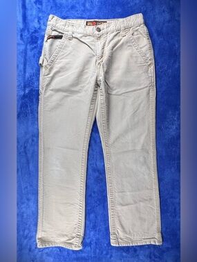 Ariat Pants Mens 33x32 Beige FR M4 Boot Low Rise Canvas Carpenter Workwear